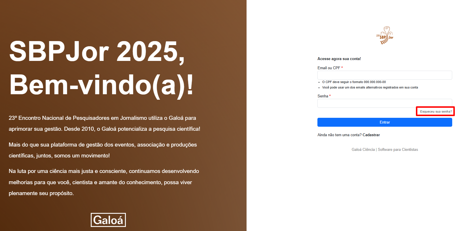 Esqueci minha senha