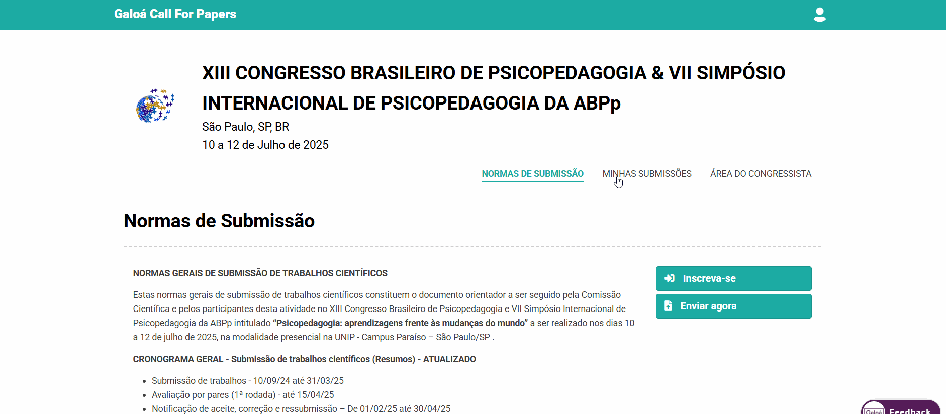 Envio de apresentação