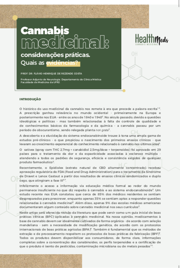 Artigo de Revisão - Cannabis Medicinal: considerações praticas. Quais as evidências? Artigo de Revisão - Cannabis Medicinal: considerações praticas. Quais as evidências?