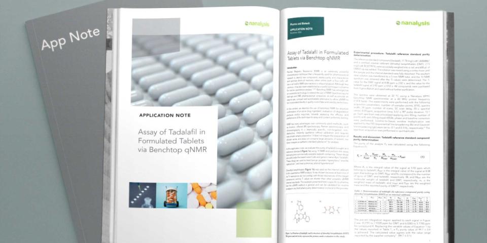 App Note - Assay of an Active Pharmaceutical Ingredient (API) in Formulated Tablets via Benchtop qNMR (English)